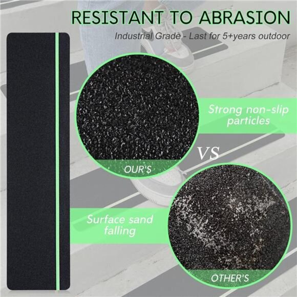 Outdoor Stair Treads Non-Slip 5-Pack, 6" x 24" with Glow-in-The-Dark Stripe - Picture 2 of 7